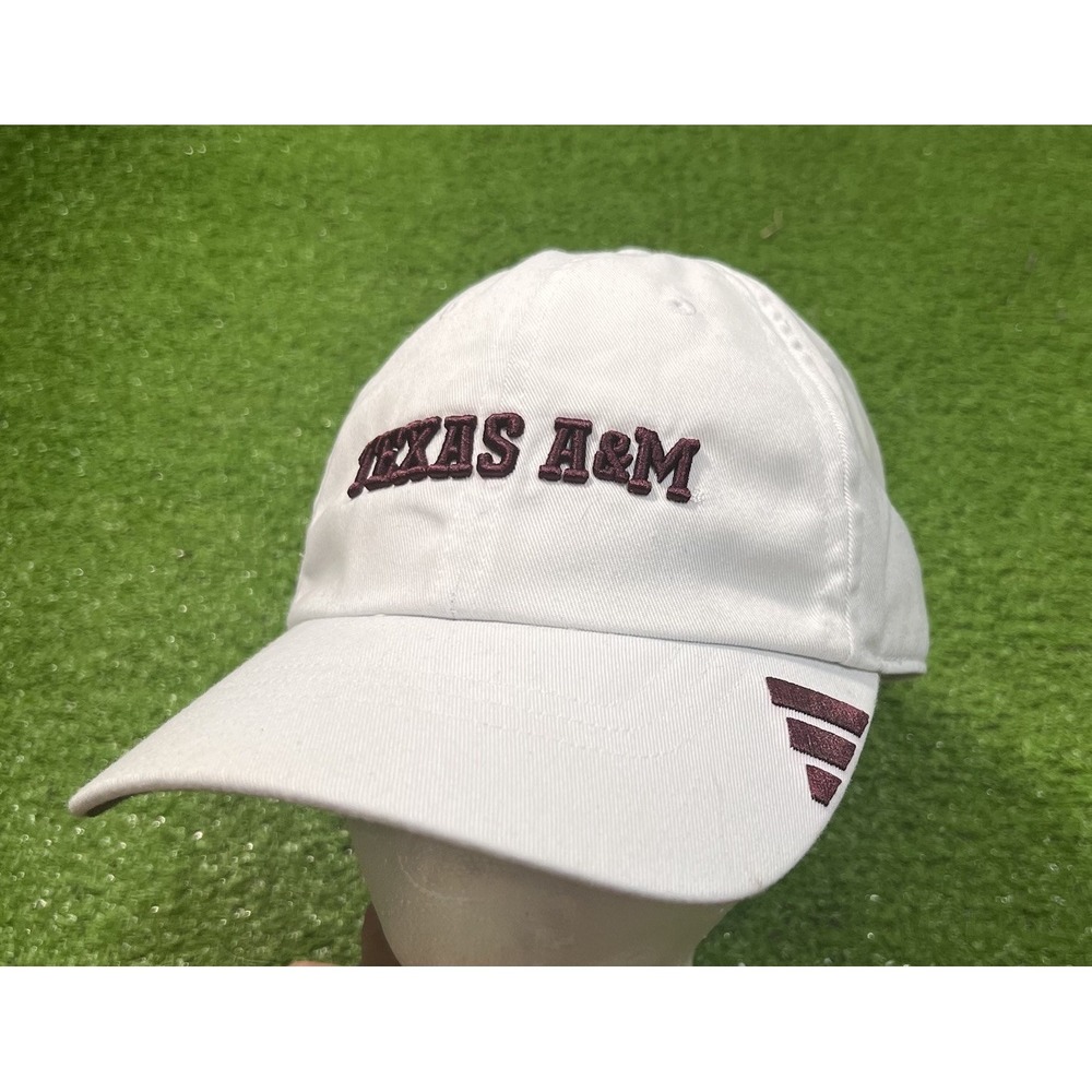 Texas A&M Team Issue Hat Adidas Strapback White Maroon Logo Performance